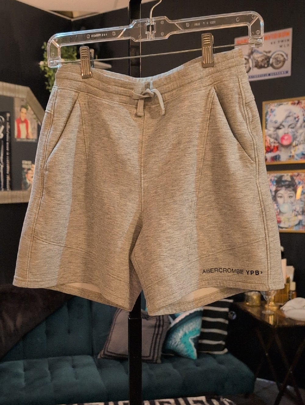 Abercrombie & Fitch Heather Gray Drawstring Knit Shorts